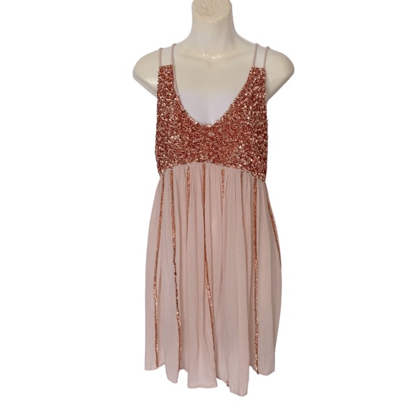 NWT Free People rose gold sequin dress size Small - Picture 2 of 7